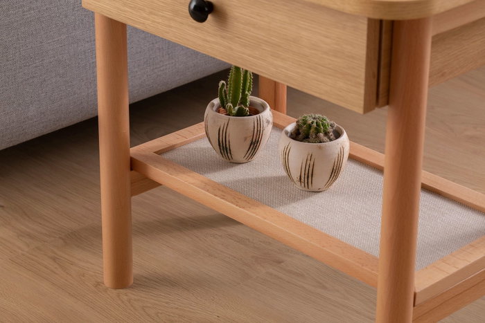 Hanah Home Daisy Drawer Mesa de Noche Natural y Madera